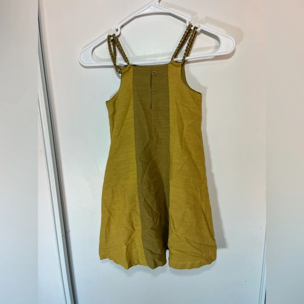 Tahari Girl Dress 6 Cotton Rayon‎ Gold Sleeveless Braided Straps Summer Lined